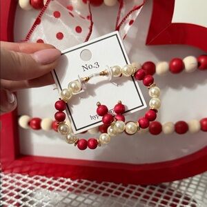 Elegant Red and Pearl Beaded Earrings